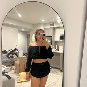 cropped off the shoulder top